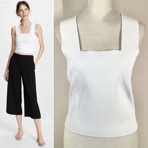 A.L.C. Lia Cropped Sweater Top White Racerback Knit Quiet Luxury Resort Preppy L